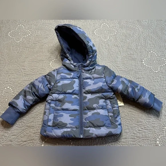 Okie Dokie Baby/Toddler Boys Blue Camo Heavyweight Puffer Jacket NWT Var… - Picture 1 of 8
